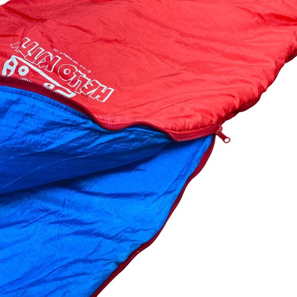 Hello Kitty Vintage Kids Sleeping Bag By Sanrio Red Blue Yellow 1991 26 x 60" - Picture 8 of 11